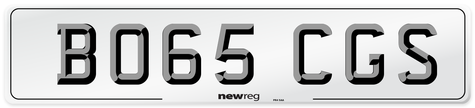 BO65 CGS Number Plate from New Reg